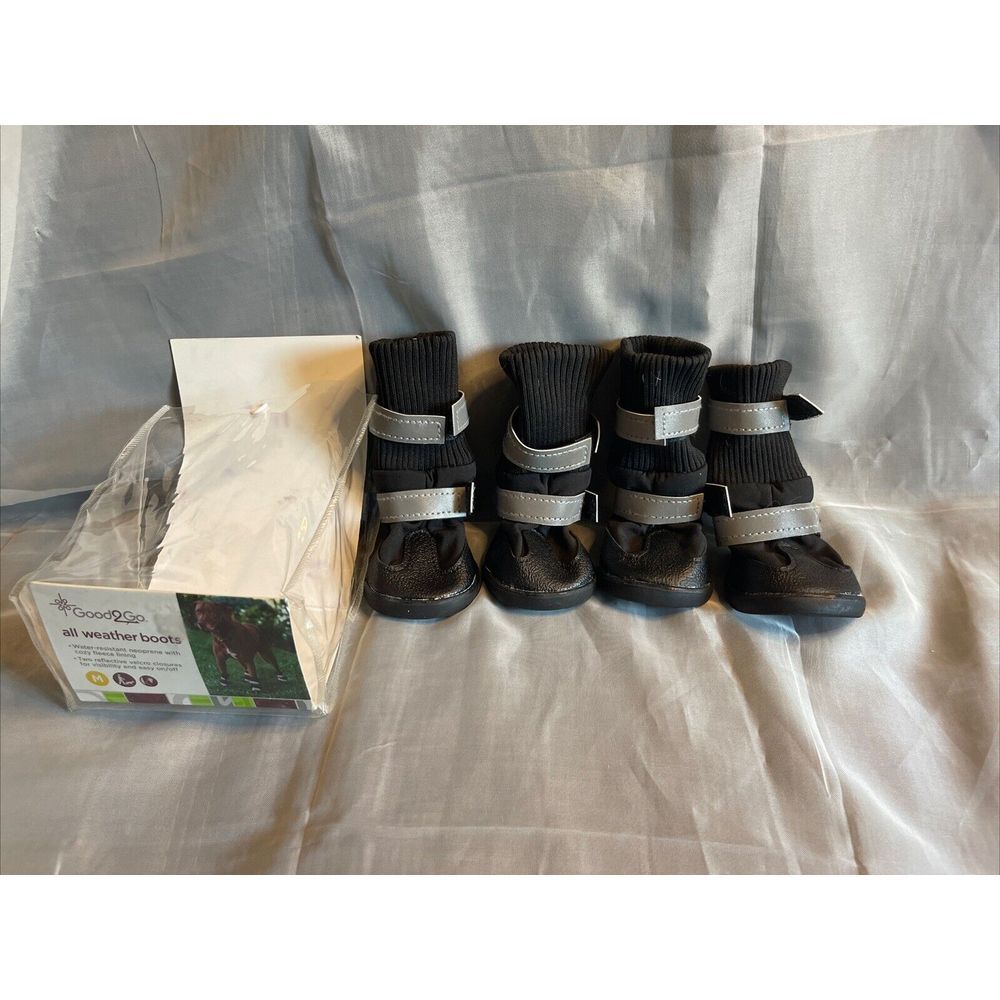 Good2Go Black All-Weather Dog Boots, MEDIUM